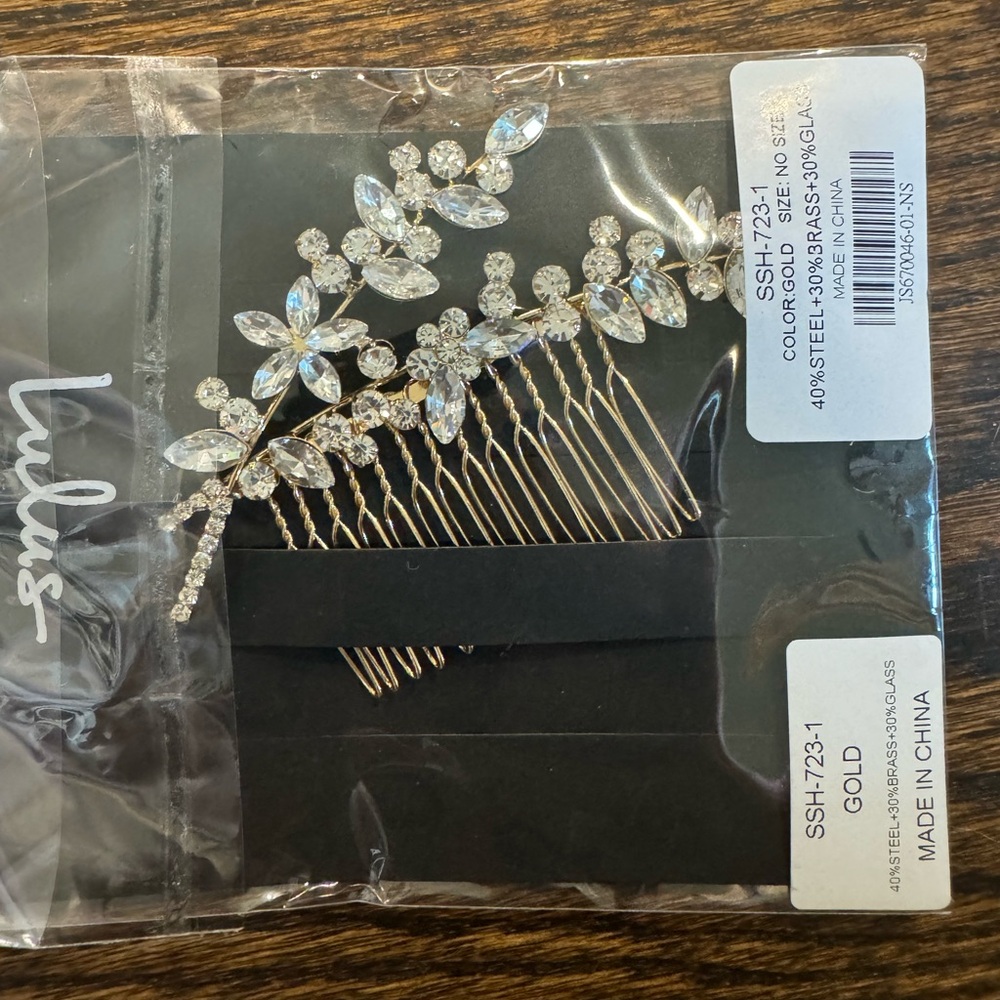 NEW Lulus Perfect Finale Gold Rhinestone Barrette